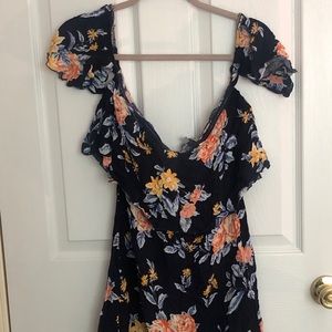 Off the shoulder mini floral dress